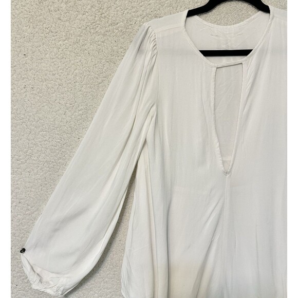 Free People Layered Tunic Dress S Cream Beck‎ Plunging Cutout Keyhole Minimal - Picture 3 of 13